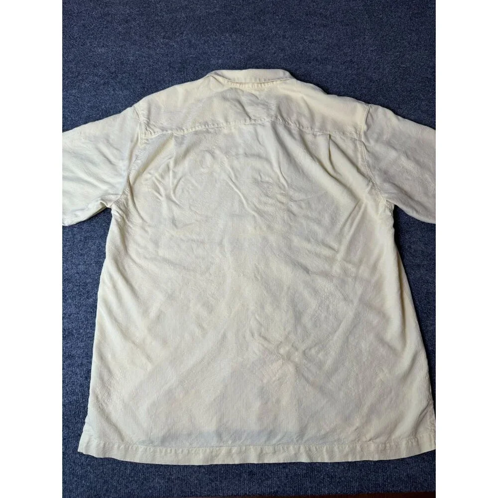 Tommy Bahama Shirt Mens L 100% Silk Hawaiian‎ Beach Short Sleeve Button Down